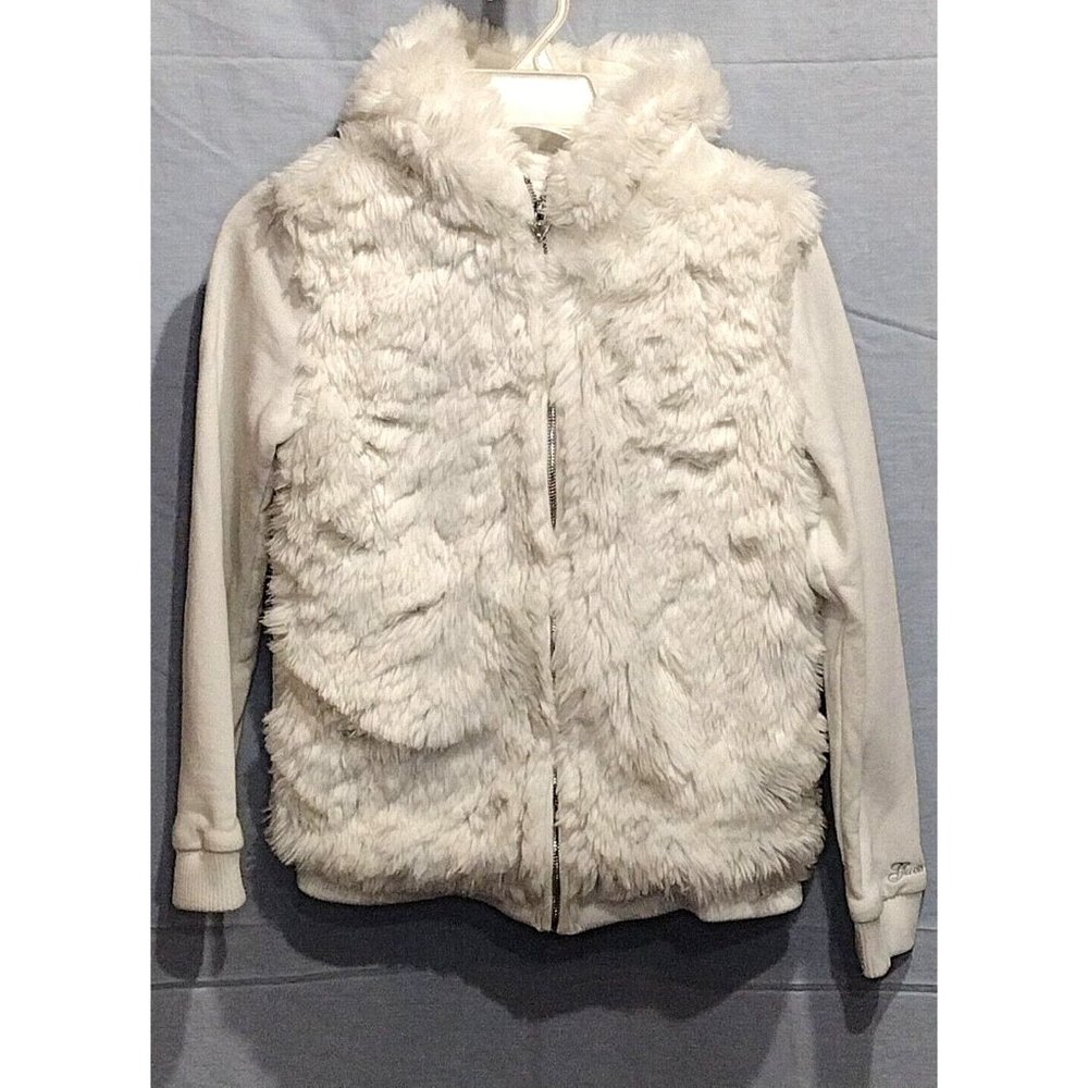 Guess Faux Fur Hoodie Size 14 Girls Excellent condition